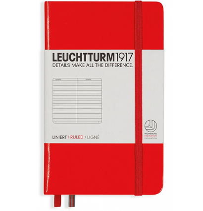 Записная книжка Leuchtturm «Pocket» A6 в клетку красная 187 стр.