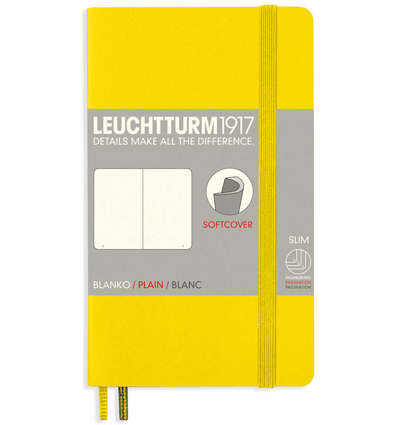 Записная книжка Leuchtturm «Pocket» A6 нелинованная лимонная 123 стр.