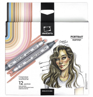Набор 12 спиртовых маркеров "Портрет" Малевичъ Graf'Art Brush