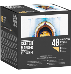 Набор 48 маркеров Sketchmarker Brush Pro "Восточный стиль" на подставке