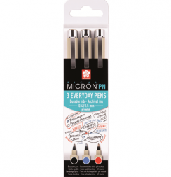 Набор капиллярных ручек Sakura Pigma Micron PN черная, синяя, красная 3 штуки