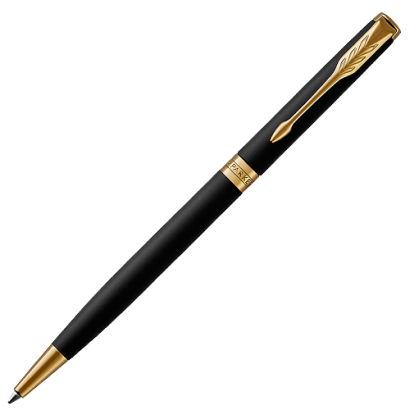 Ручка шариковая Parker Sonnet Matte Black GT Slim 1 мм черные чернила, подарочная упаковка