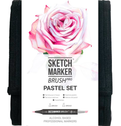Набор маркеров для скетчей Sketchmarker Brush Pro 12 цветов Пастельные оттенки