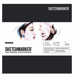 Скетчбук SKETCHMARKER THE MIRROR квадратный 21 см с черной обложкой / 50 листов / 220 гм
