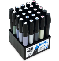 Набор маркеров для скетчинга Chartpak 25 Grays (серые тона) + подставка