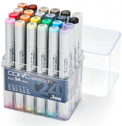 Набор маркеров COPIC SKETCH 24 Basic Set с кистью (базовые оттенки)