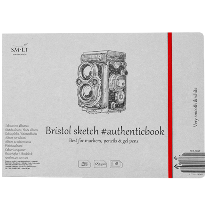 Скетчбук SMLT Authentic Book Bristol универсальный 24.5x17.6 см / 18 листов / 185 гм