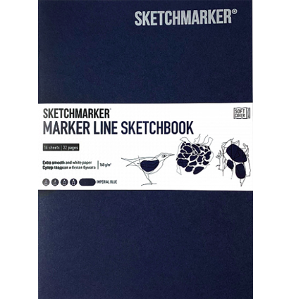 Скетчбук Sketchmarker Marker Line для маркеров синий с мягкой обложкой 25х17 см / 16 листов / 160 гм