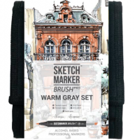 Набор 12 маркеров Sketchmarker Brush Pro "Теплые серые" в пенале