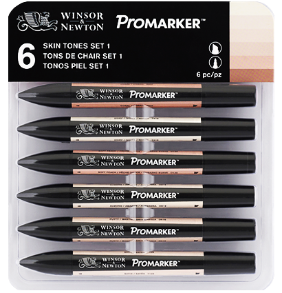 Promarker Winsor & Newton набор спиртовых маркеров 6 Skin Tones Set 1 (телесные)