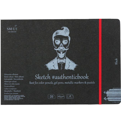 Скетчбук SMLT Black Authentic Book с черной бумагой 24.5x18.5 см / 18 листов / 165 гм