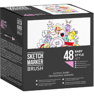 Набор 48 маркеров Sketchmarker Brush Pro "Нежные тона" на подставке