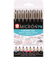 Набор капиллярных ручек Sakura Pigma Micron PN разный цвет 8 штук
