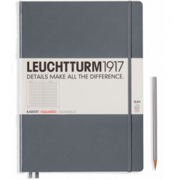 Записная книжка Leuchtturm «Master Slim» A4+ в клетку глубокий серый 123 стр.