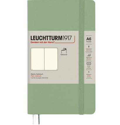Записная книжка Leuchtturm «Pocket» A6 нелинованная пастельный зеленый 123 стр.
