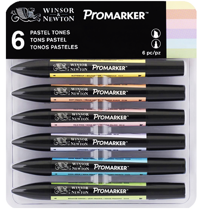 Promarker набор спиртовых маркеров 6 Pastel Tones Winsor & Newton (пастельные)