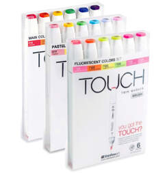 Touch Brush 18 цветов наборы маркеров для скетчинга (основные + пастель + флюр)