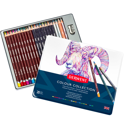 Цветные карандаши Colour Collection Derwent 20 цветов разных серий набор в пенале