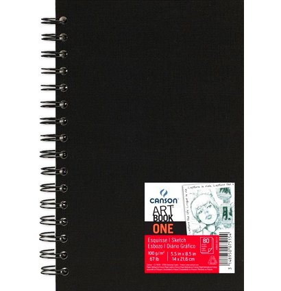 Скетчбук для зарисовок Canson Art Book One черный на пружине А5 / 80 листов / 100 гм