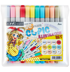 Набор маркеров COPIC CIAO 12 Manga Illustration с кистью (+ Комикс манга иллюстрация)