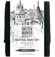 Набор 12 маркеров Sketchmarker Brush Pro "Нейтральные серые" в пенале