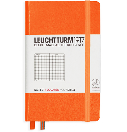 Записная книжка Leuchtturm «Pocket» A6 в клетку оранжевая 187 стр.