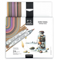 Набор 24 спиртовых маркера "Тёмные тона" Малевичъ Graf'Art Brush