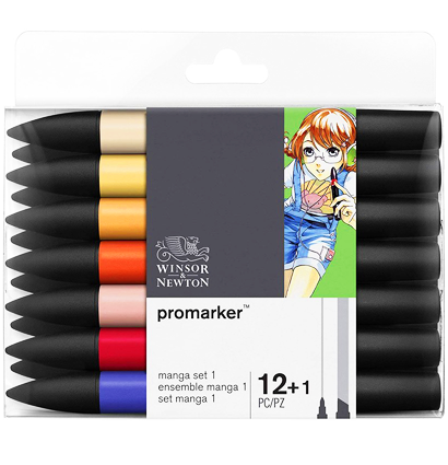 Набор маркеров Promarker Winsor&Newton Manga 12+1 Set 1 манга стиль