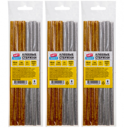 Клеевые стержни серебро и золото ArtSpace 24 штуки, толщина 7 мм, длина 200