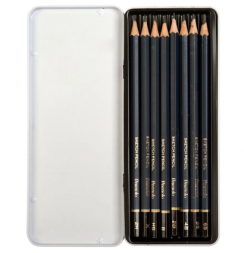 Набор чернографитных карандашей Finenolo Sketch 8 штук (8B-2H) в пенале