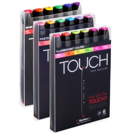 Touch Twin 18 цветов наборы маркеров для скетчинга (основные + пастель + флюр)
