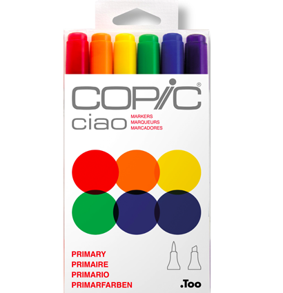 Copic Ciao 6 Primary набор маркеров для скетчей в пластиковом кейсе (основные цвета)