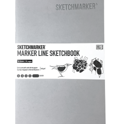 Скетчбук Sketchmarker Marker Line для маркеров серебряный с мягкой обложкой 25х17 см / 16 листов / 160 гм