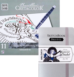 Набор для каллиграфии Cretacolor Calligraphy Set 11 предметов + скетчбук Малевичъ А6