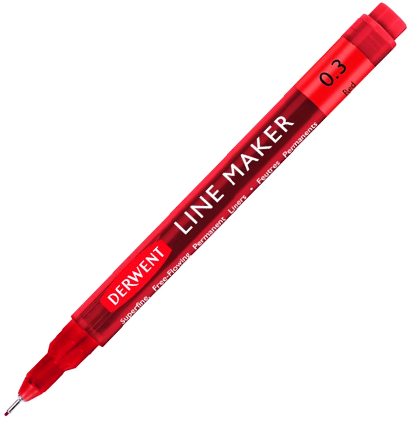 Капиллярный красный линер Derwent Line Maker перо 0.3 мм
