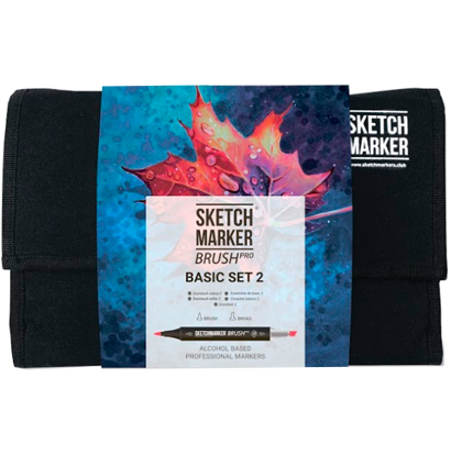 Набор маркеров Sketchmarker Brush / Скетчмаркер Браш "Базовый 2" 24 цвета в сумке