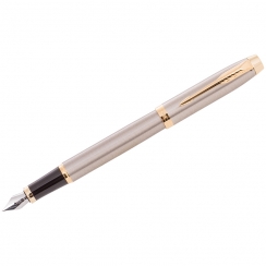 Ручка перьевая Parker IM Brushed Metal GT синяя 0,8 мм в подарочной упаковке