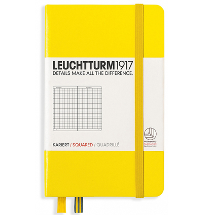 Записная книжка Leuchtturm «Pocket» A6 в клетку лимонная 187 стр.