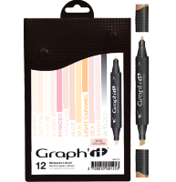 Набор маркеров для скетчей Graph'It Classic Skin 12 штук в пенале (телесные оттенки)