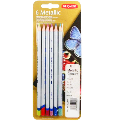 Цветные карандаши Derwent "Металлик" 6 цветов набор в блистере (цветные)