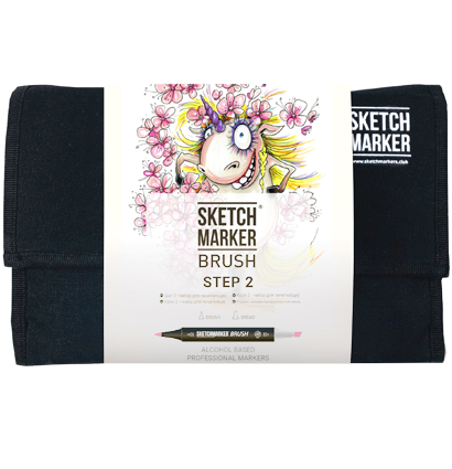 Набор маркеров Sketchmarker Brush / Скетчмаркер Браш "Для начинающих - Step 2" 24 цвета в сумке