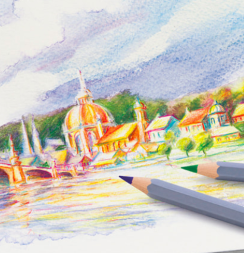 Скетчбокс "Акварель Про" акварель Сонет, карандаши Faber-Castell 24, кисти, альбом SMLT