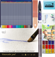 Скетчбокс "Акварель Про" акварель Сонет, карандаши Faber-Castell 24, кисти, альбом SMLT