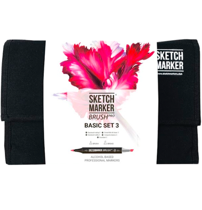 Набор маркеров Sketchmarker Brush / Скетчмаркер Браш "Базовый 3" 24 цвета в сумке