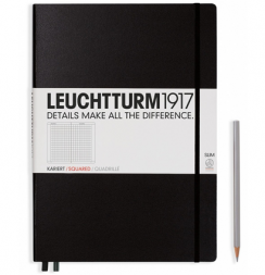 Записная книжка Leuchtturm «Master Slim» A4+ в клетку черная 123 стр.