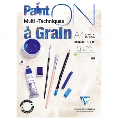 Альбом для смешанных техник Paint'On ClaireFontaine "гладкая и мелкозернистая" экстра-белый А4 / 20 листов / 250 гм