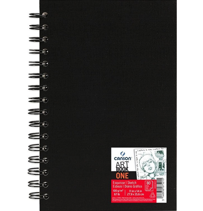 Скетчбук для зарисовок Canson Art Book One черный на пружине 27.9 х 35.6 см / 80 листов / 100 гм