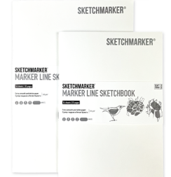 Скетчбук Sketchmarker Marker Line для маркеров белый с мягкой обложкой 17х25 см / 16 листов / 160 гм