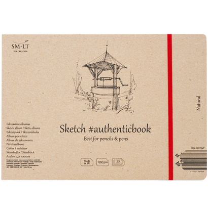 Скетчбук SMLT Natural Authentic Book универсальный 24.5x18 см / 32 листа / 100 гм