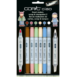Набор маркеров COPIC CIAO 6 Scrap №2 Скрапбукинг с кистью